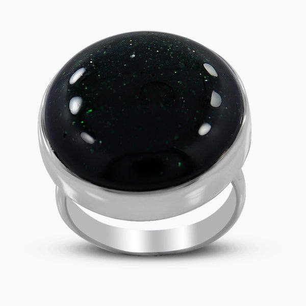 Green Sun Sitara Silver Rings