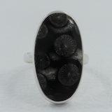 Black Coral Silver Ring