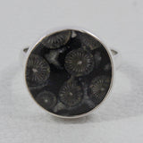 Black Coral Silver Ring