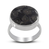 Black Coral Silver Ring