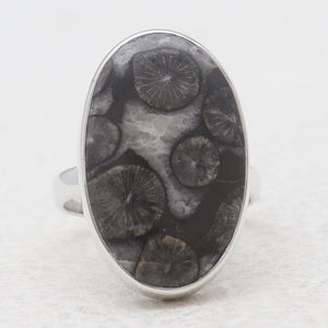 925 Sterling Silver Black Coral Rings