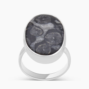 925 Sterling Silver Black Coral Rings