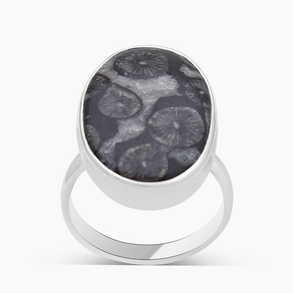 925 Sterling Silver Black Coral Rings