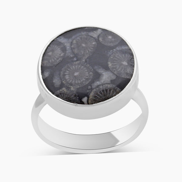 925 Sterling Silver Black Coral Rings
