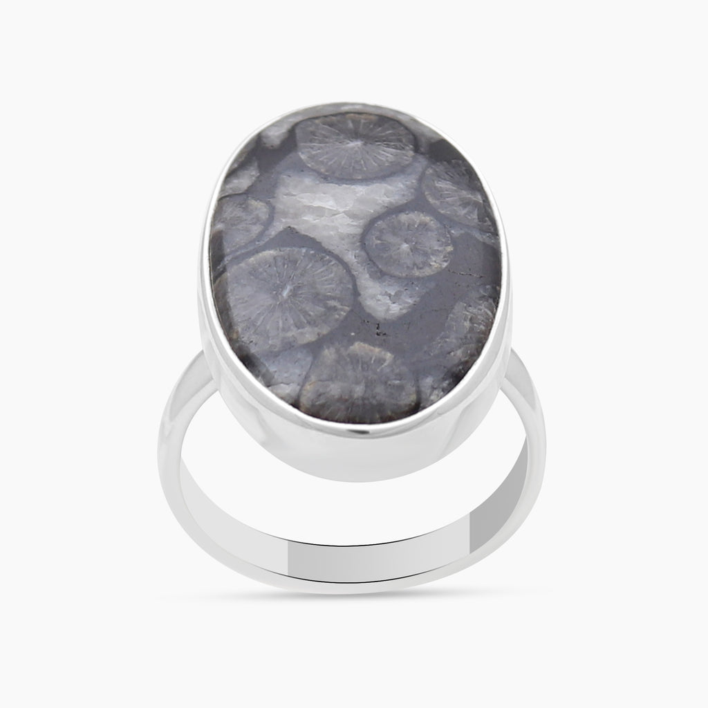 925 Sterling Silver Black Coral Rings