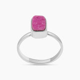 Cobalto Calcite Silver Druzy Rings