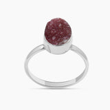 Cobalto Calcite Silver Druzy Rings