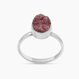 Cobalto Calcite Silver Druzy Rings