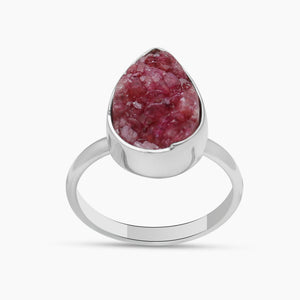 Cobalto Calcite Silver Druzy Rings