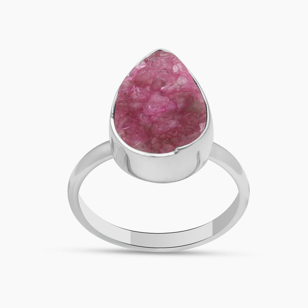 Cobalto Calcite Silver Druzy Rings