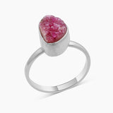Raw Cobalto Calcite Druzy Silver Rings