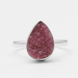Cobalto Calcite Silver Druzy Rings