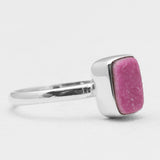 Cobalto Calcite Silver Druzy Rings