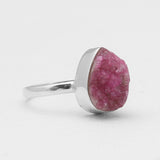 Cobalto Calcite Silver Druzy Rings