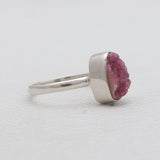 Cobalto Calcite Silver Druzy Rings