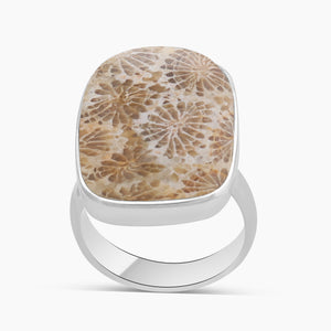 925 Sterling Silver Fossil Coral Rings