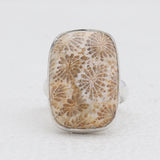 925 Sterling Silver Fossil Coral Rings