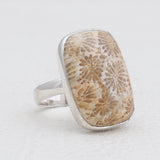 925 Sterling Silver Fossil Coral Rings