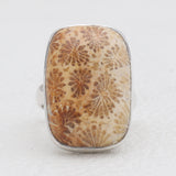 925 Sterling Silver Fossil Coral Rings