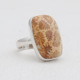 925 Sterling Silver Fossil Coral Rings