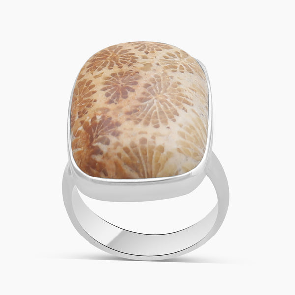 925 Sterling Silver Fossil Coral Rings