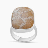 925 Sterling Silver Fossil Coral Rings