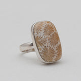 925 Sterling Silver Fossil Coral Rings
