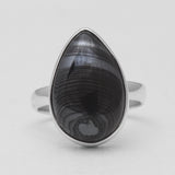 Psilomelane Silver Rings