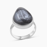 Psilomelane Silver Rings