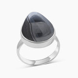 Psilomelane Silver Rings