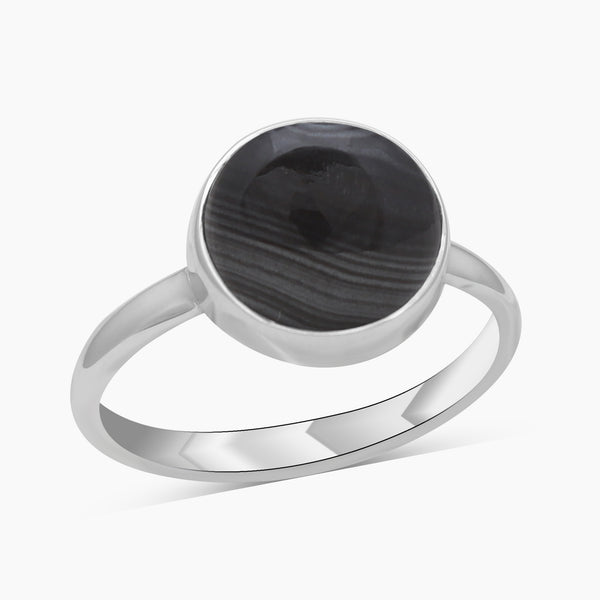 Psilomelane Silver Rings