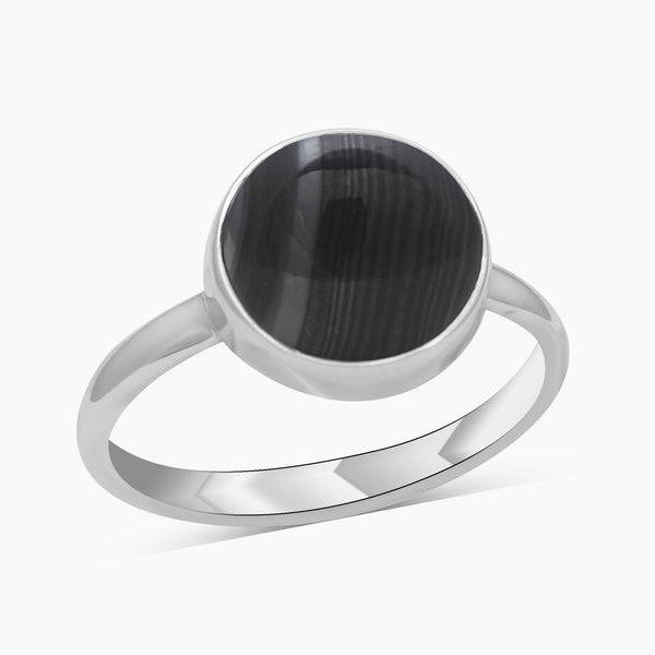 Psilomelane Silver Rings