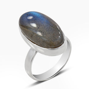 Natural Labradorite Silver Rings