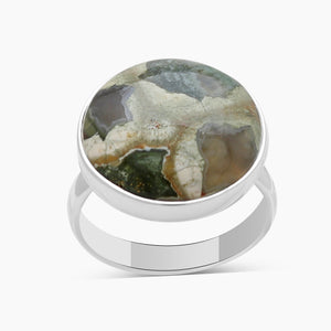 Natural Rainforest Jasper Silver Rings