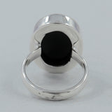 Black Onyx Checker Cut Silver Ring