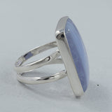 Blue Lace Agate Gemstone Silver Ring