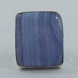 Blue Lace Agate Gemstone Silver Ring