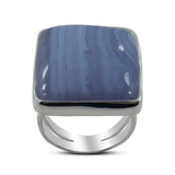 Blue Lace Agate Gemstone Silver Ring