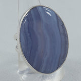 Blue Lace Agate Gemstone Silver Ring