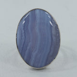 Blue Lace Agate Gemstone Silver Ring