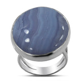 Blue Lace Agate Gemstone Silver Ring