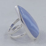 Blue Lace Agate Gemstone Silver Ring