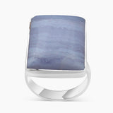 Blue Lace Agate Silver Rings
