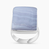 Blue Lace Agate Silver Rings