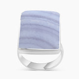 Blue Lace Agate Silver Rings