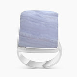 Blue Lace Agate Silver Rings