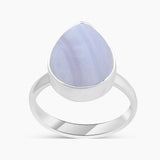 Blue Lace Agate Silver Rings