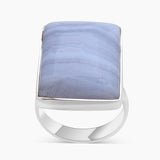 Blue Lace Agate Silver Rings