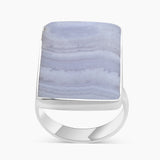 Blue Lace Agate Silver Rings