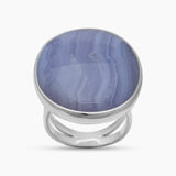 Blue Lace Agate Gemstone Silver Rings